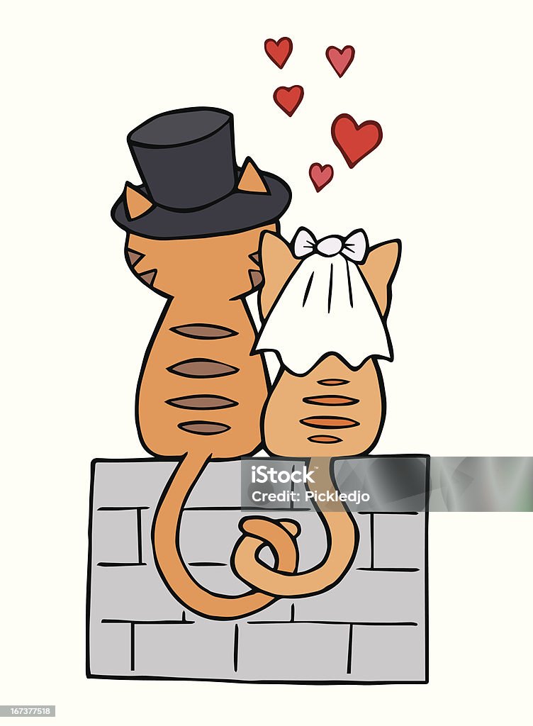 Matrimonio gatti - arte vettoriale royalty-free di Gatto domestico