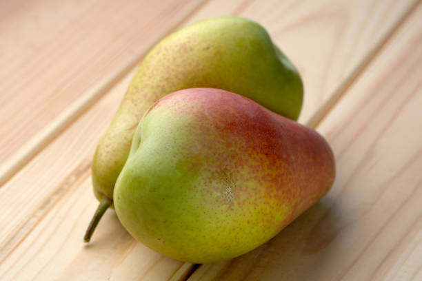Picked ripe pears in a crate