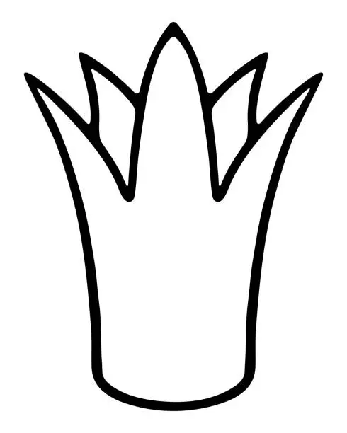 Vector illustration of The crown is elongated. Sketch. Precious headdress with sharp ends. Attribute of a royal person.
