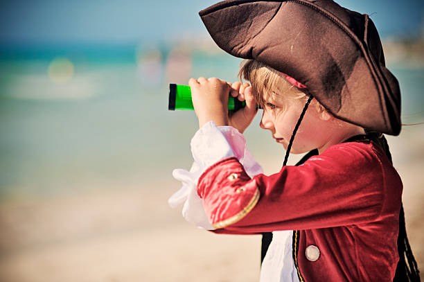 istock Pirate girl looking with spyglass 167381500
