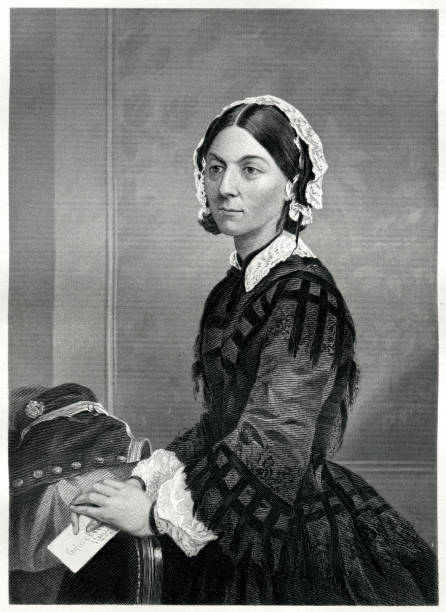 ilustraciones, imágenes clip art, dibujos animados e iconos de stock de florence nightingale - engraving women engraved image british culture