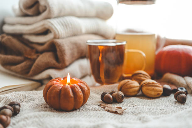 istock Autumn composition in the home interior, aesthetics 1673820281