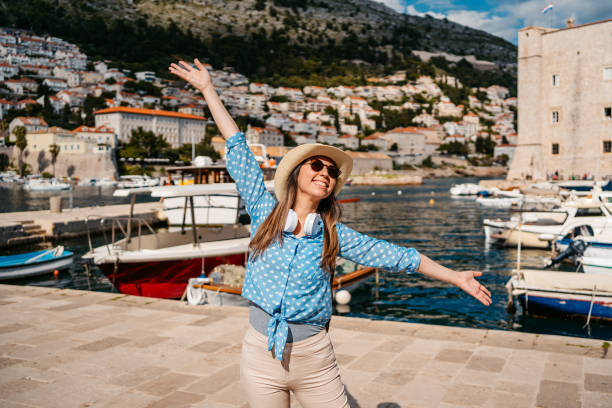 istock Young Woman In Dubrovnik Bay 1673835887