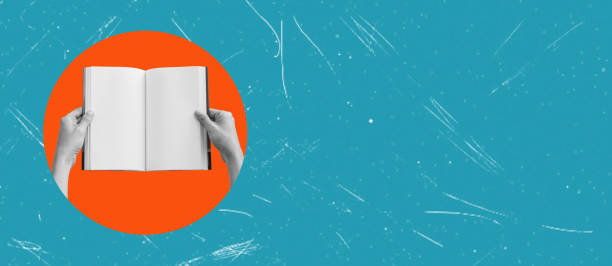 istock Art Collage: Hand with a Book on a Blue Background Inside an Orange Circle. 1673851787