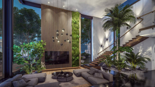 istock 3d rendering of expensive cozy interior with green walls in night 1673863921