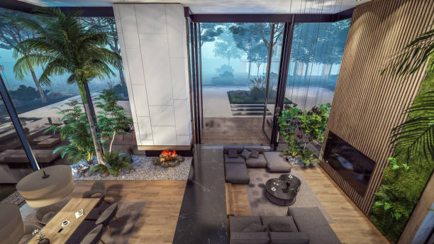 istock 3d rendering of expensive cozy interior with green walls in night 1673864449