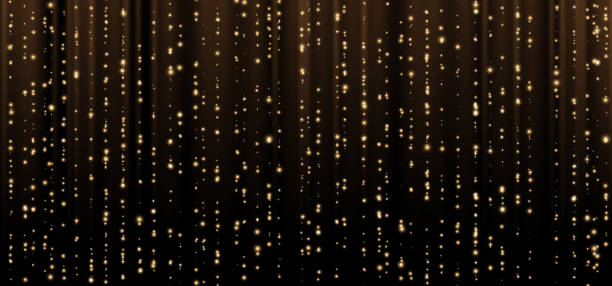 istock Festive vector background with gold glitter and confetti for Christmas celebration. Black background with glowing golden particles. 1673880329