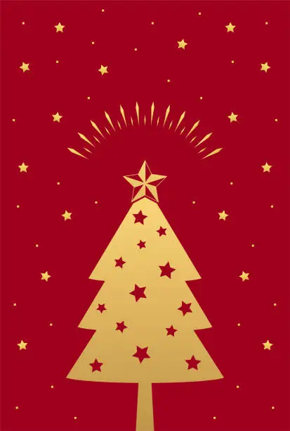 Vector illustration of Beautiful golden Christmas tree illustration