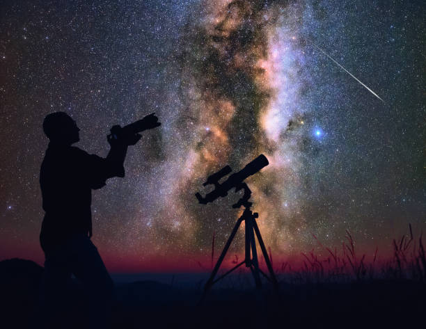 istock Astronomer with a camera photographing night skies. 1673908003