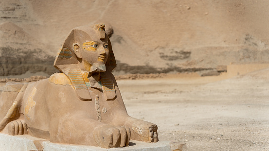 Sphinx at temple of Hatshepsut, Luxor, Egypt