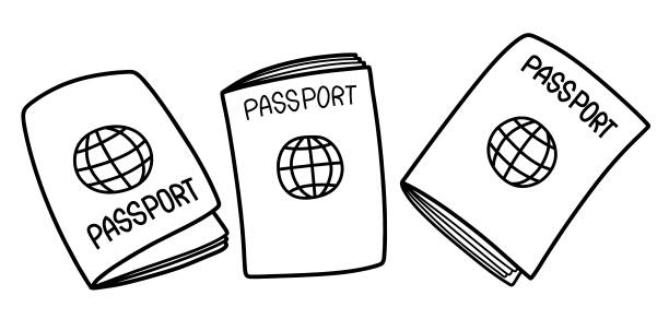 Hand drawn passport set. set of passport doodle vector on a white background. Hand drawn passport set. set of passport doodle vector on a white background. immigrants crossing sign stock illustrations