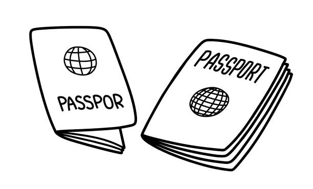 Hand drawn passport set. set of passport doodle vector on a white background. Hand drawn passport set. set of passport doodle vector on a white background. immigrants crossing sign stock illustrations