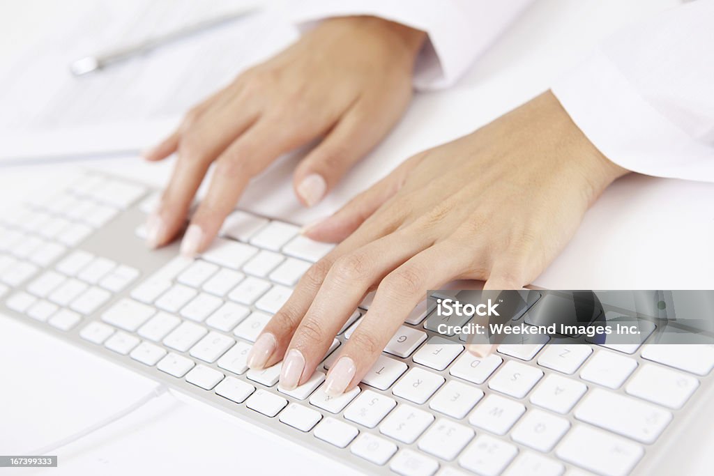 hands working Computer Keyboard Stock Photo
