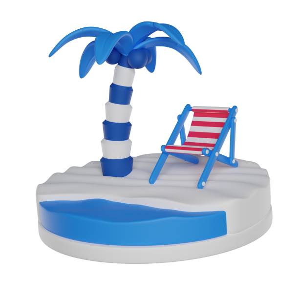 istock Beach Palm with chair 3D render icon 1674003786