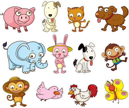 Cartoon Animals Stock Illustration - Download Image Now - Animal, Ape, Baby  Rabbit - iStock