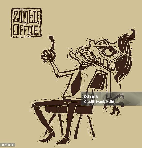 Zombie Avec Chemise Et Cravate Assis Sur Une Chaise Vecteurs libres de droits et plus d'images vectorielles de Bureau - Lieu de travail