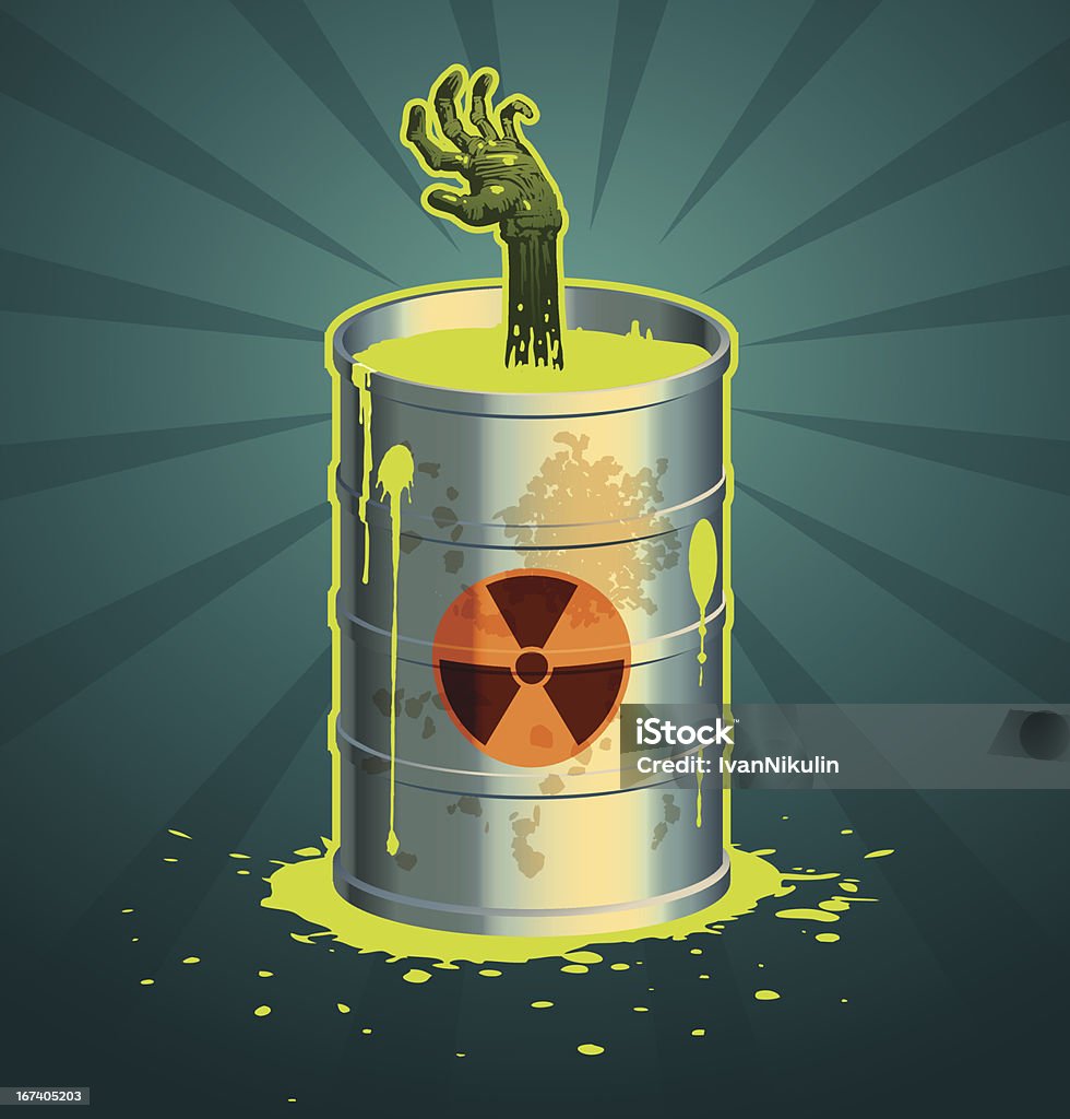 Ręka z beczki z odpadów radioaktywnych WEKTOR - Grafika wektorowa royalty-free (Beczka - Zbiornik)