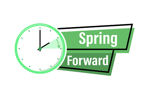 Summer time. Daylight saving time. Spring forward clock vector icon.
