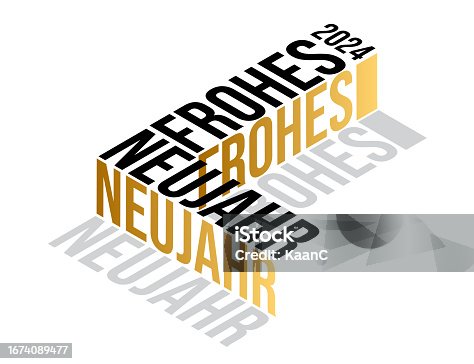 istock 2024 New Year lettering. Neujahr Frohes 2024. Holiday greeting card. Abstract numbers vector illustration. Holiday design for greeting card, invitation, calendar, etc. stock illustration 1674089477