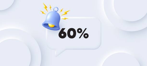 istock 60 percent off sale. Discount offer price sign. Neumorphic background. Vector 1674094657