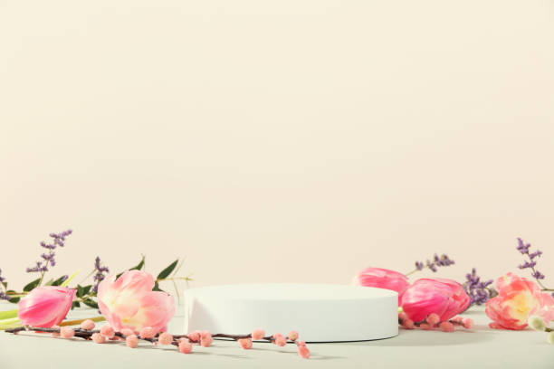 istock Abstract empty white podium on pink background. Mock up stand for product presentation. 3D Render. Minimal concept. Advertising template 1674104365