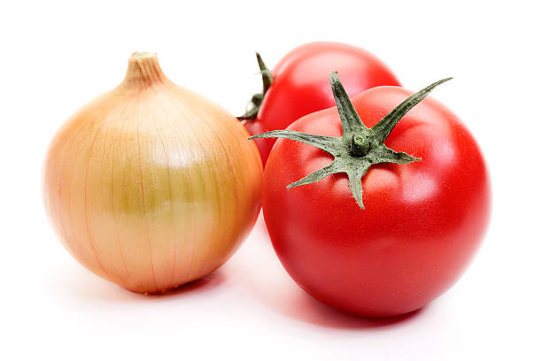 Tomatoes and onion stock photo