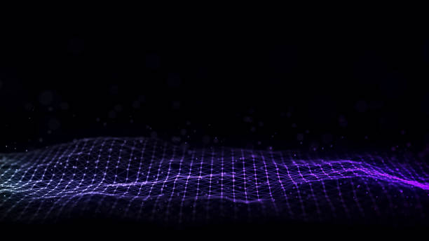 istock Abstract wave with blue light on black background. Science background with moving dots and lines. Network connection technology. Digital structure with particles. 3d rendering. 1674132193