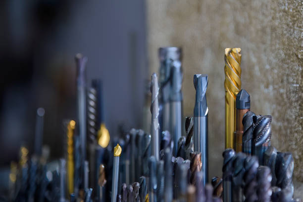 istock Close-up scene group of the used flat or square solid end mill. 1674133809