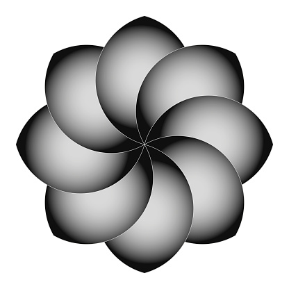 Op Art Spiral Flower - Black and White - White Background - High Contrast
