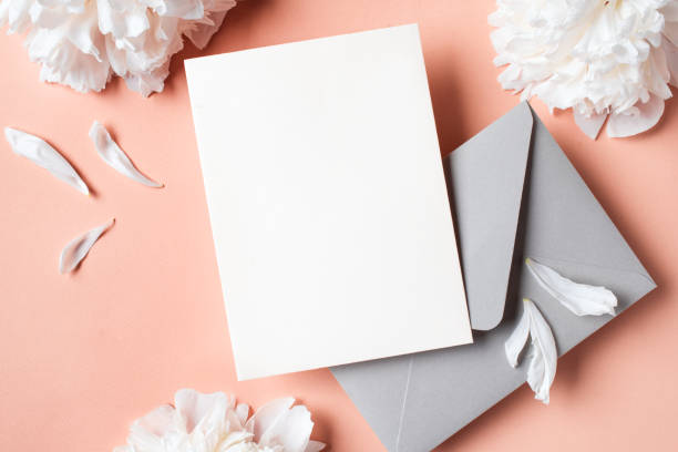 istock Peony flowers and blank card 1674139982