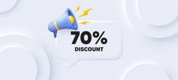 istock 70 percent discount. Sale offer price sign. Neumorphic background. Vector 1674140227