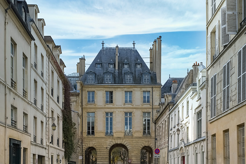 Paris, beautiful buildings, in the Marais, in the historic center