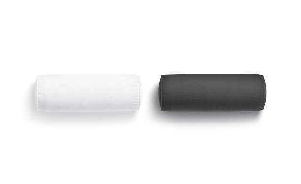 istock Blank black and white bolster pillow mockup, top view 1674144947