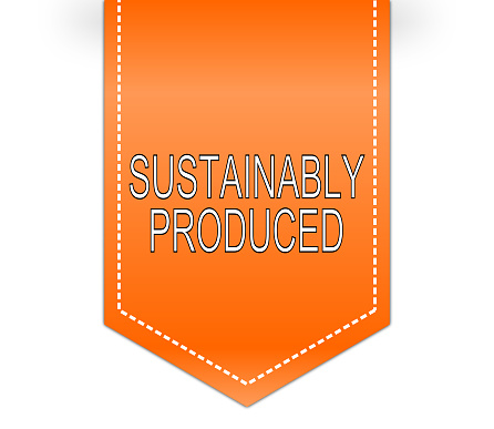 sustainably produced label orange – illustration