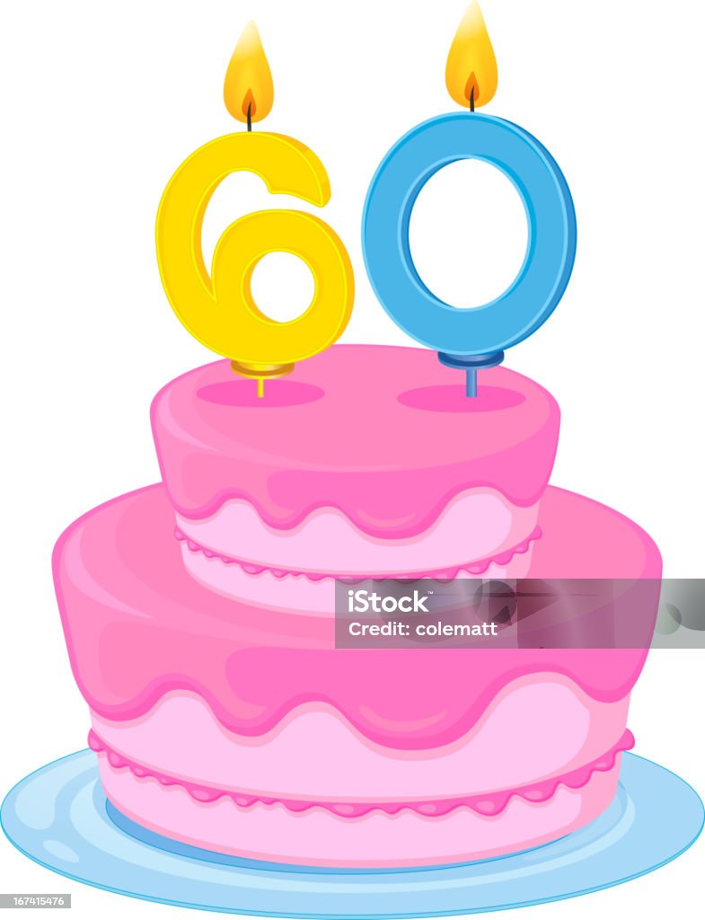 Pastel de cumpleaños - arte vectorial de Número 60 libre de derechos
