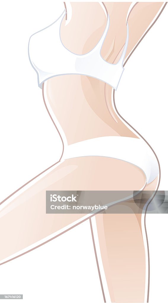 Женщина тело в белый lingeries - Векторная графика Нижнее бельё роялти-фри