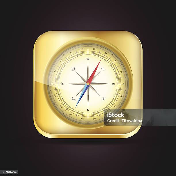 Kompas Błyszczący Ikona Aplikacji Z Windrose - Stockowe grafiki wektorowe i więcej obrazów Aplikacja mobilna - Aplikacja mobilna, Badanie, Bez ludzi