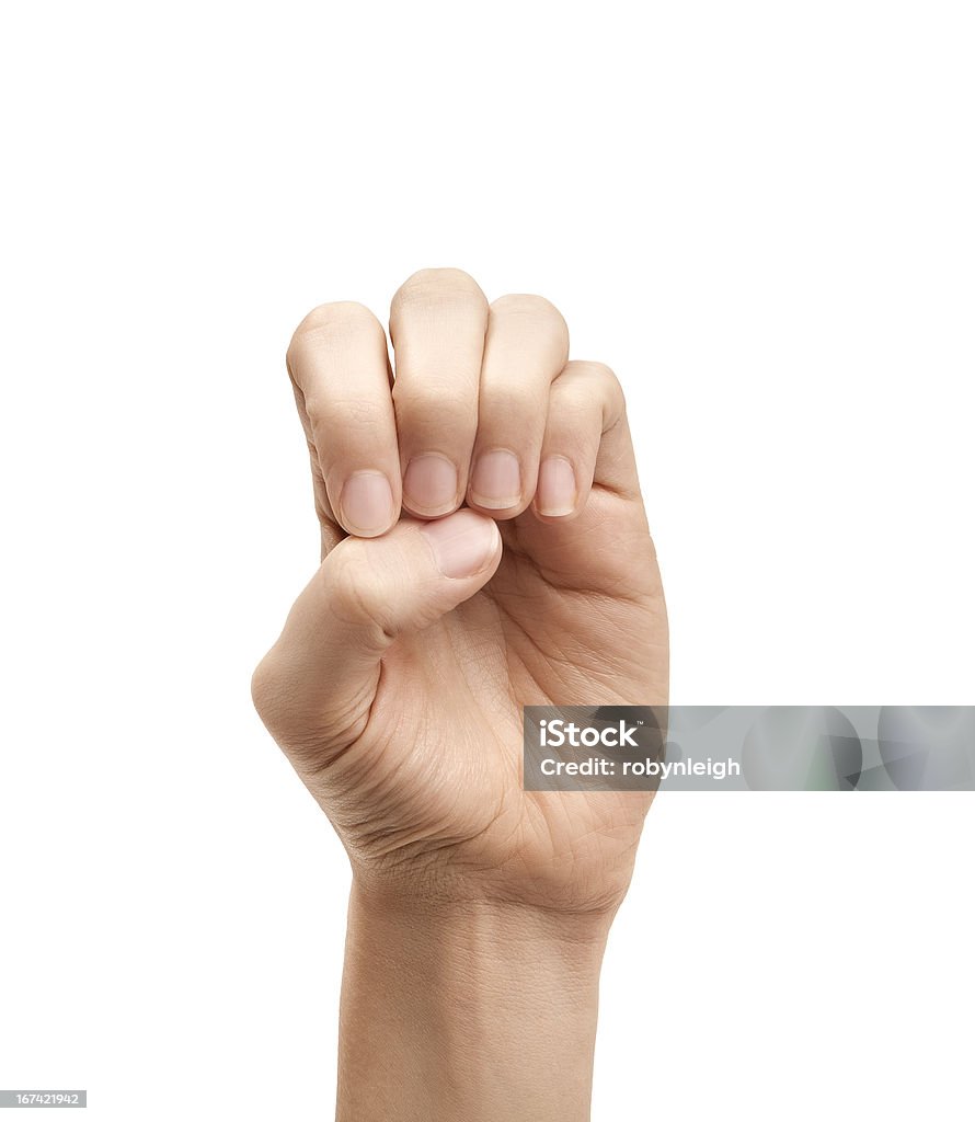 La letra E el uso de lenguaje de signos norteamericano - Foto de stock de Brazo humano libre de derechos