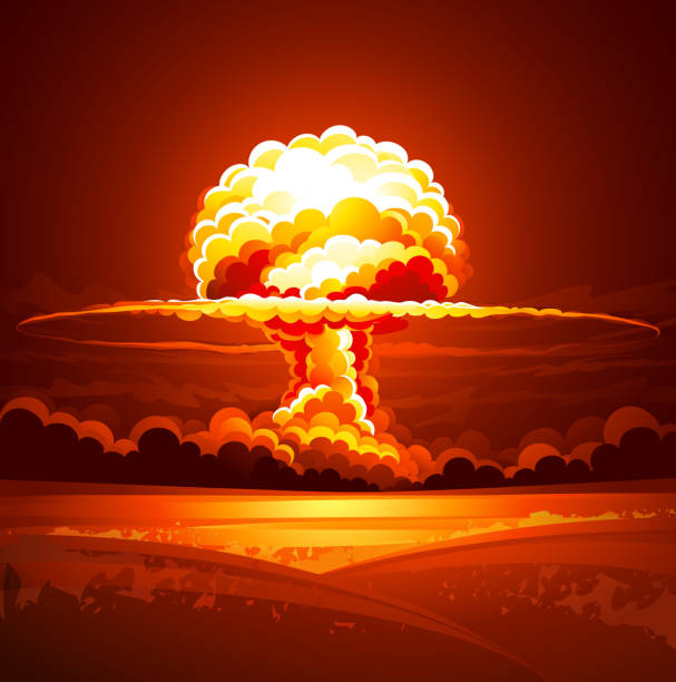 ilustrações, clipart, desenhos animados e ícones de explosão nuclear - judgement day sky burning red