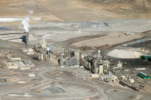 An aerial view of the processing facility at a phosphate mine