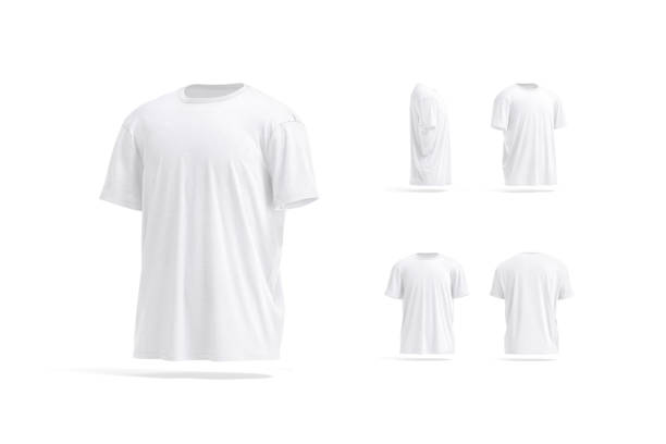 istock Blank white oversize t-shirt mockup, different sides 1674276756