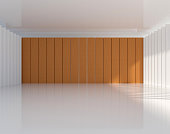 3D rendering of white wood flooring, open and clean room