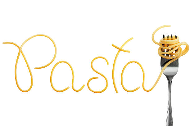 The word pasta written out with pasta stock photo
