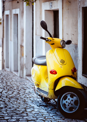 typical yellow italian motorcycle