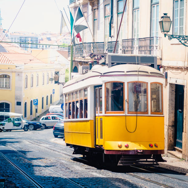 tramway through the streets of Lisbon