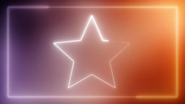 4K Video Neon glowing star frame. seamless looped background