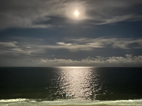 Moon Glowing over the Ocean