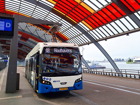 VDL Citea SLF-120 articulated Electric city bus by GVB in Amsterdam City the Netherlands
