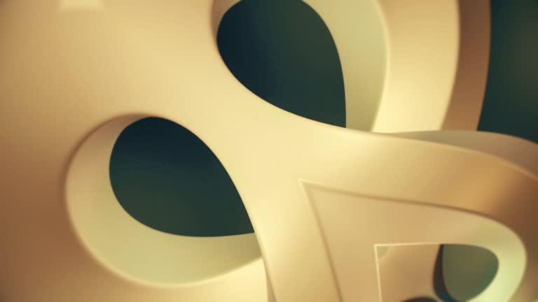 Movement of white abstract magic shape. Digital seamless loop animation. 3d rendering HD