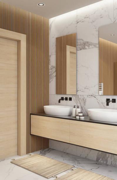 istock Modern minimalist Scandinavian bathroom 1674420477